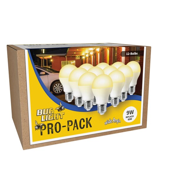 Miracle Led LED Wide Angle Bug Light Pro-Pack 9W Replaces 60W Lightbulbs, Deters Insects, 12PK 801980 - main